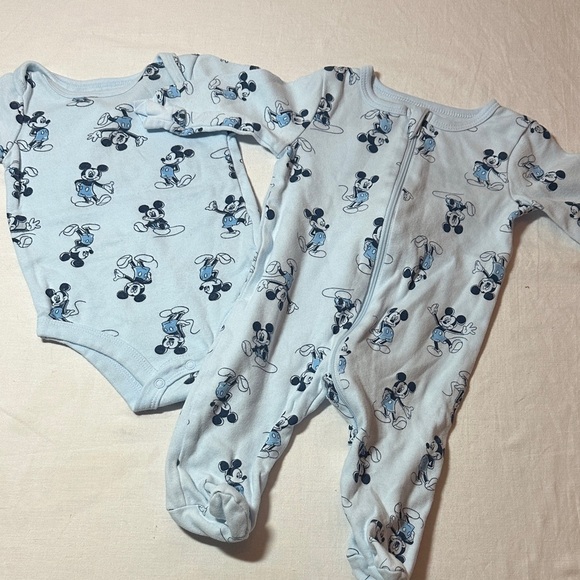 Disney - Light Blue Mickey Mouse Sleeper and Bodysuit Set - Picture 1 of 6